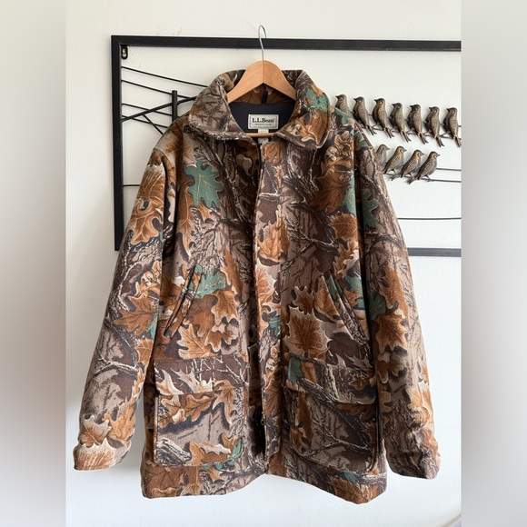 L.L. Bean Mens Wool Camo Hunting Coat XL Tall USA Thinsulate Vintage 90s Jacket - Picture 1 of 16